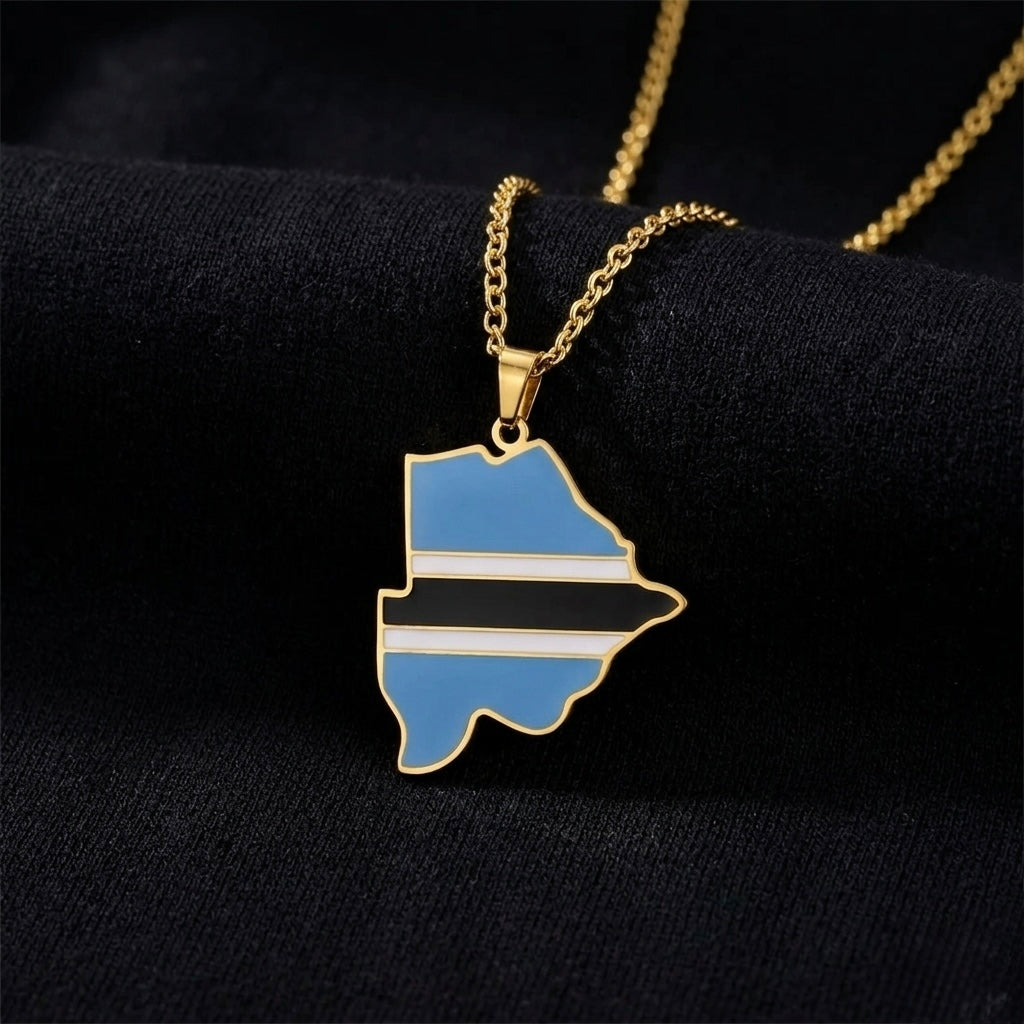 Botswana Flag Necklace