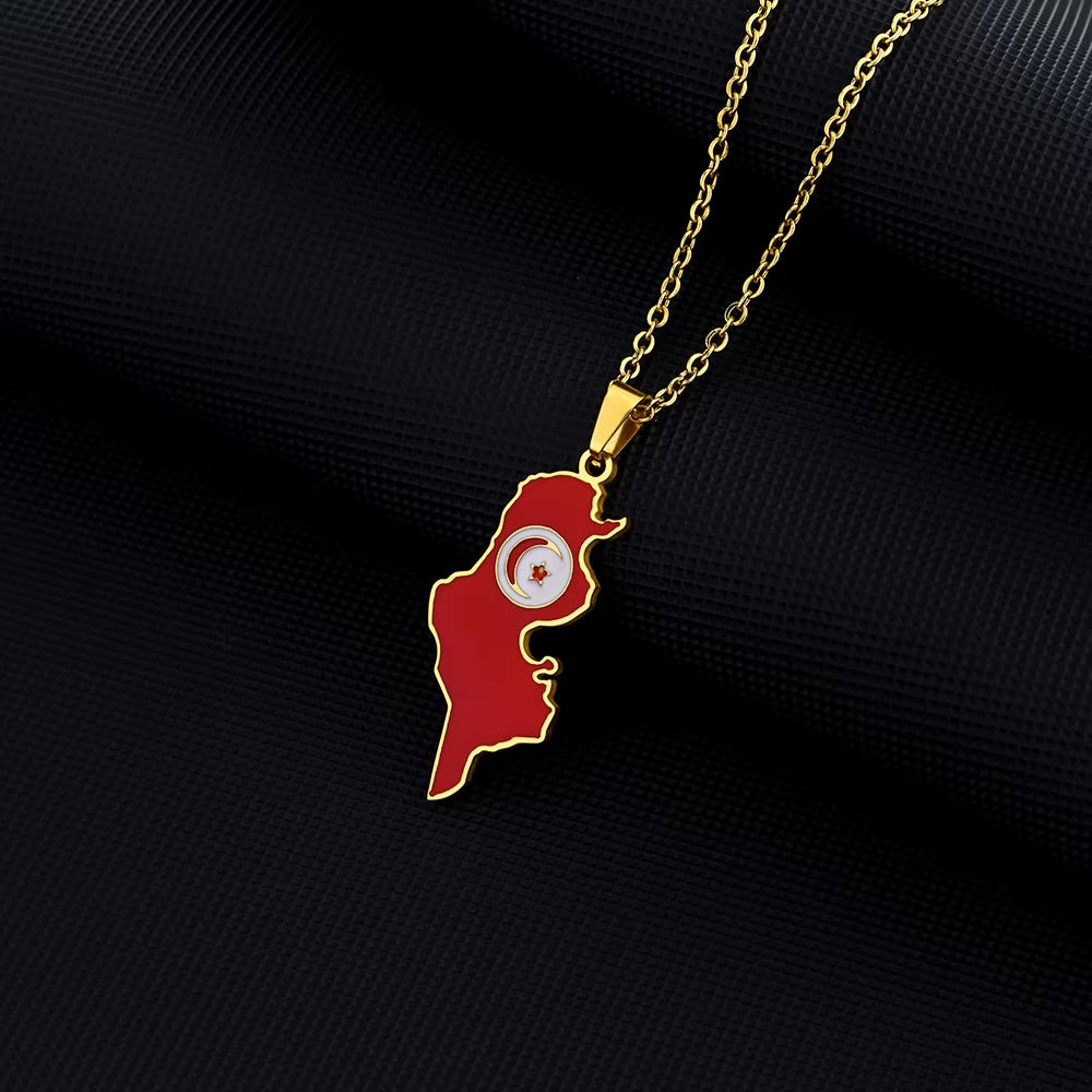 Tunisia Flag Necklace