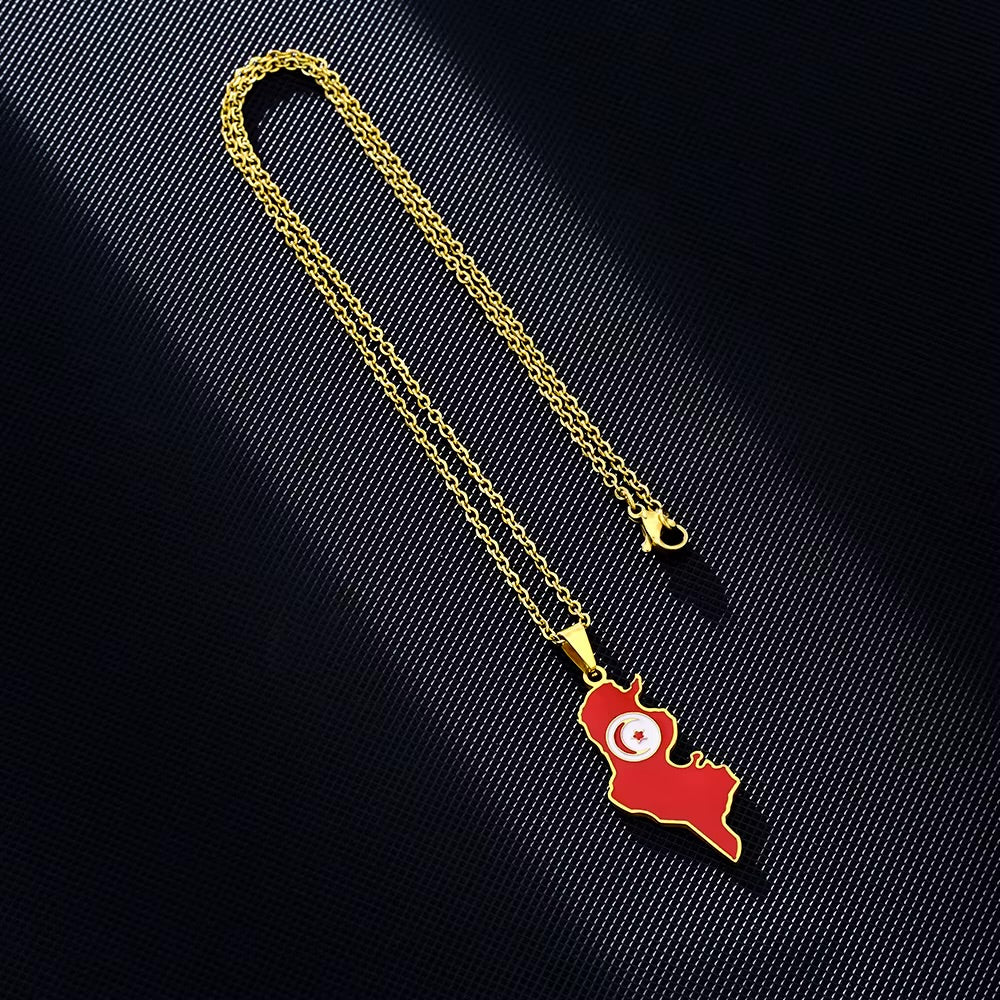Tunisia Flag Necklace
