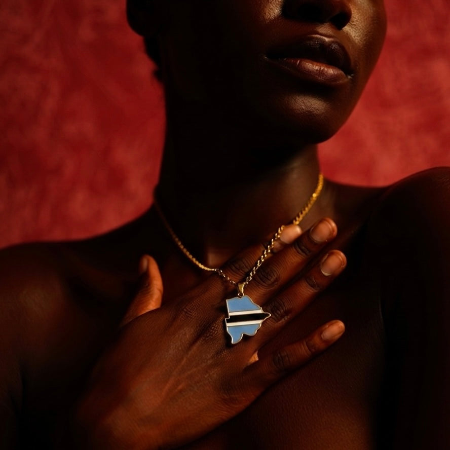 Botswana Flag Necklace